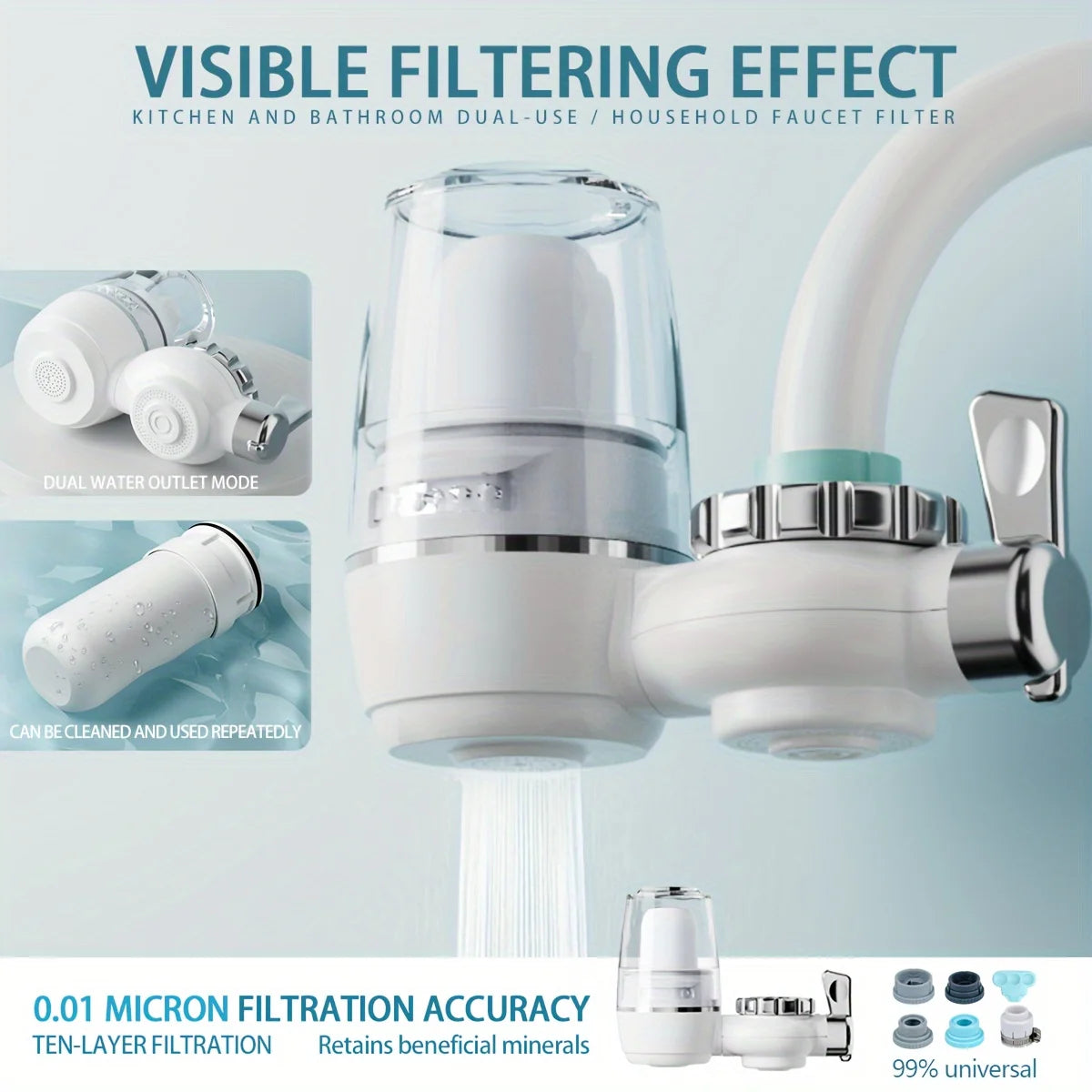 Manual Switch Faucet Water Purifier - 0.1 Micron Ceramic Filter