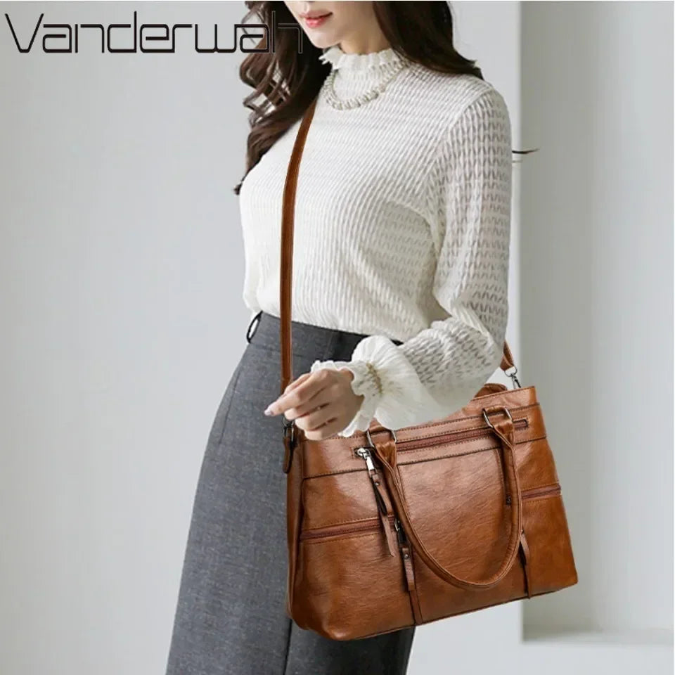 Elegant High Quality Leather Top-Handle - Shoulder Crossbody Bag
