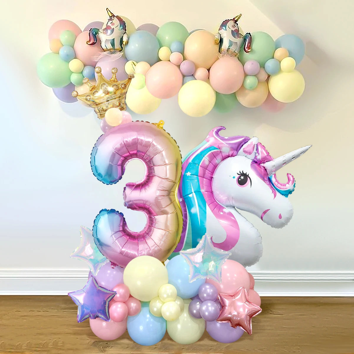 Unicorn Rainbow Color Numbers Aluminum Film Balloon Set - 42pcs