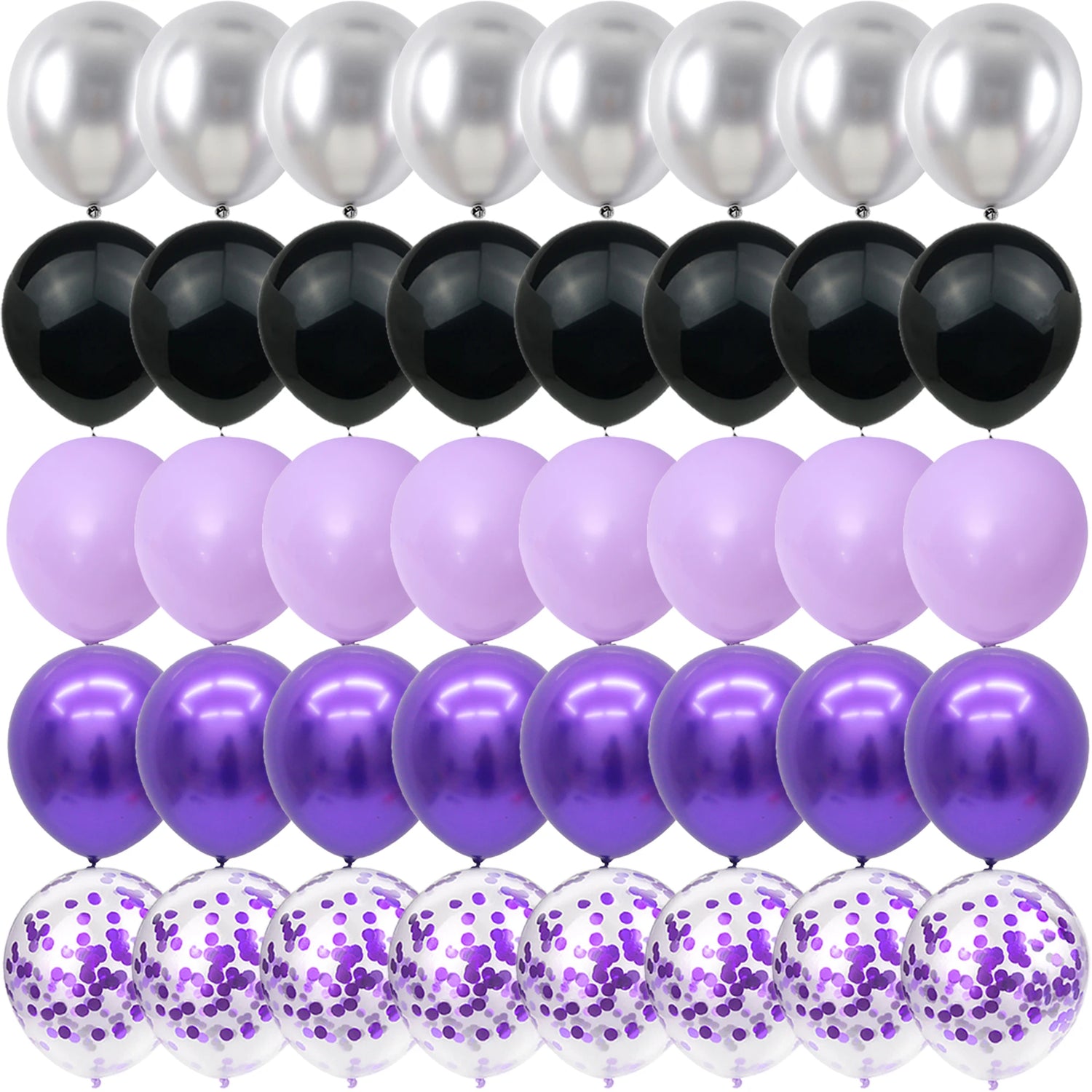 40PCS Black, purple, silver Balloons Gender Reveal Wedding Valentine's Day Baby Shower Birthday Globos Party Decorations