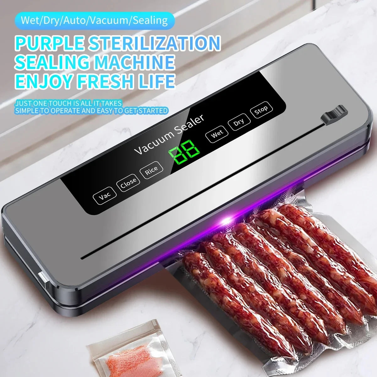 Electric Vacuum Sealer - Dry & Wet Food Sealed Packaging