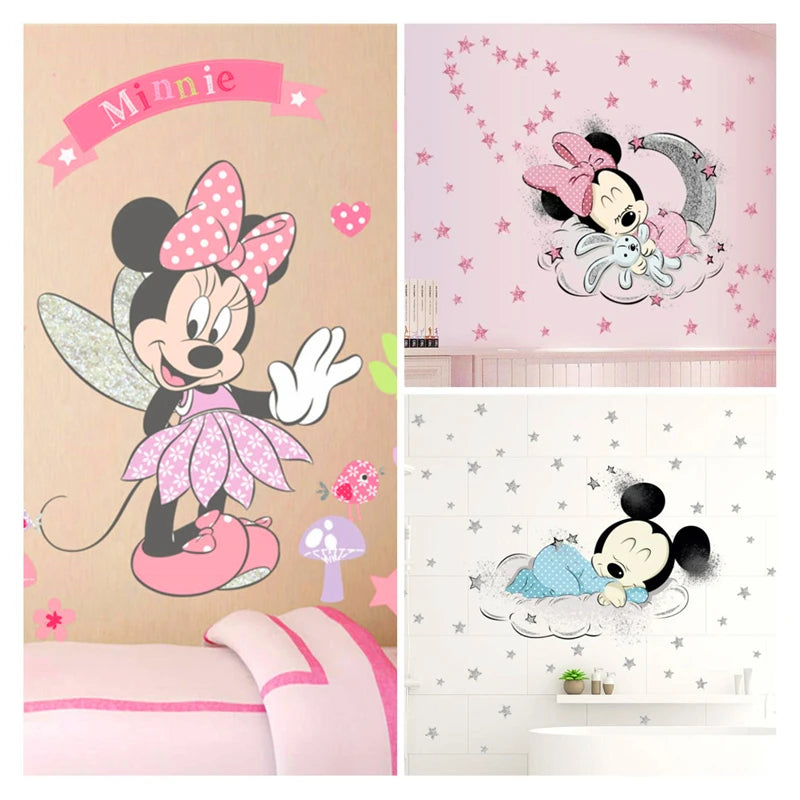 Cartoon Disney Mickey Mouse Minnie Baby Sleep Wall Sticker