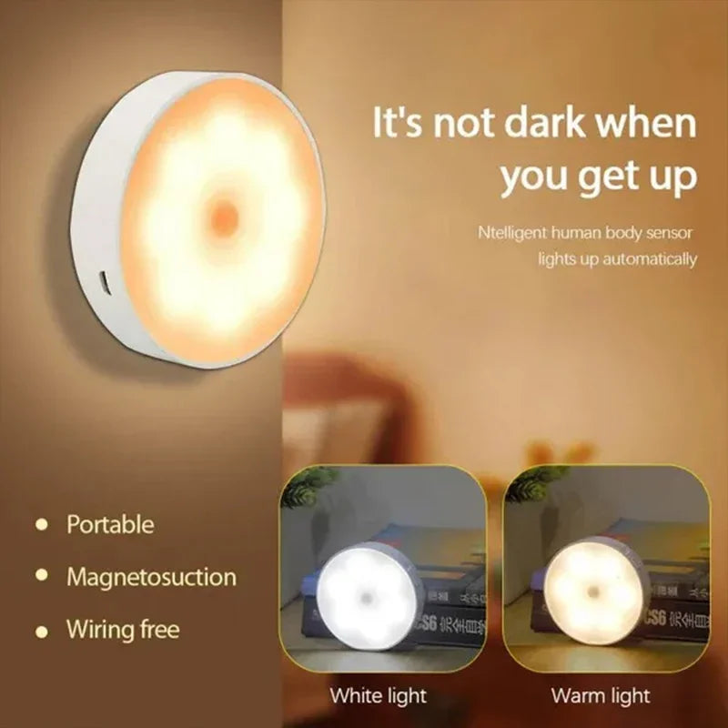 PIR Motion Sensor LED Night Light - USB Rechargeable