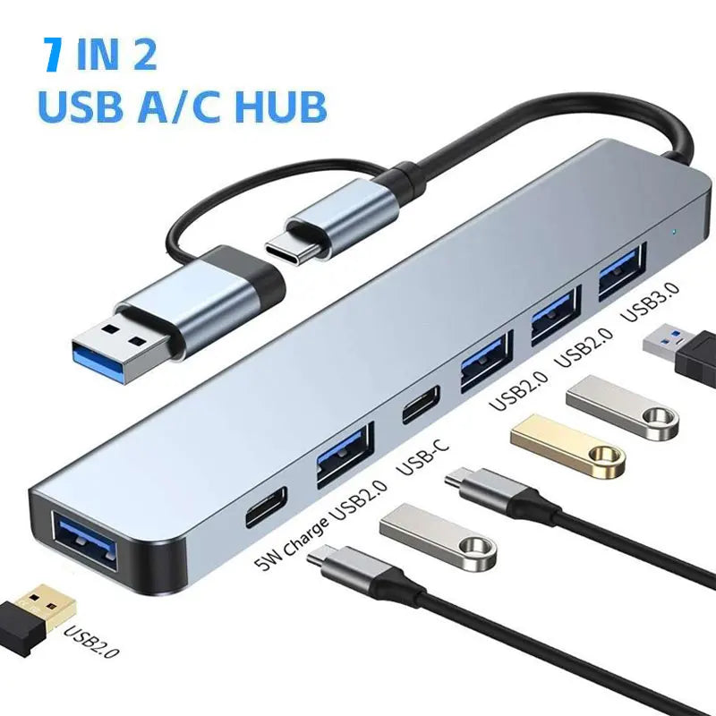 Type C HUB USB HUB USB 3.0 USB 2.0 TF / SD 5 Port Multi Splitter OTG For Lenovo HUAWEI Xiaomi Aluminum Alloy USB 3.0 Hub for PC
