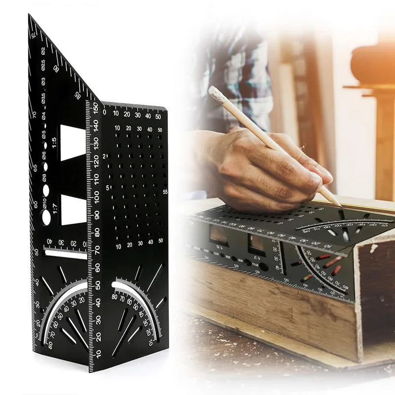 Premium Woodworking Square Ruler - 3D Mitre Angle Measuring Tool