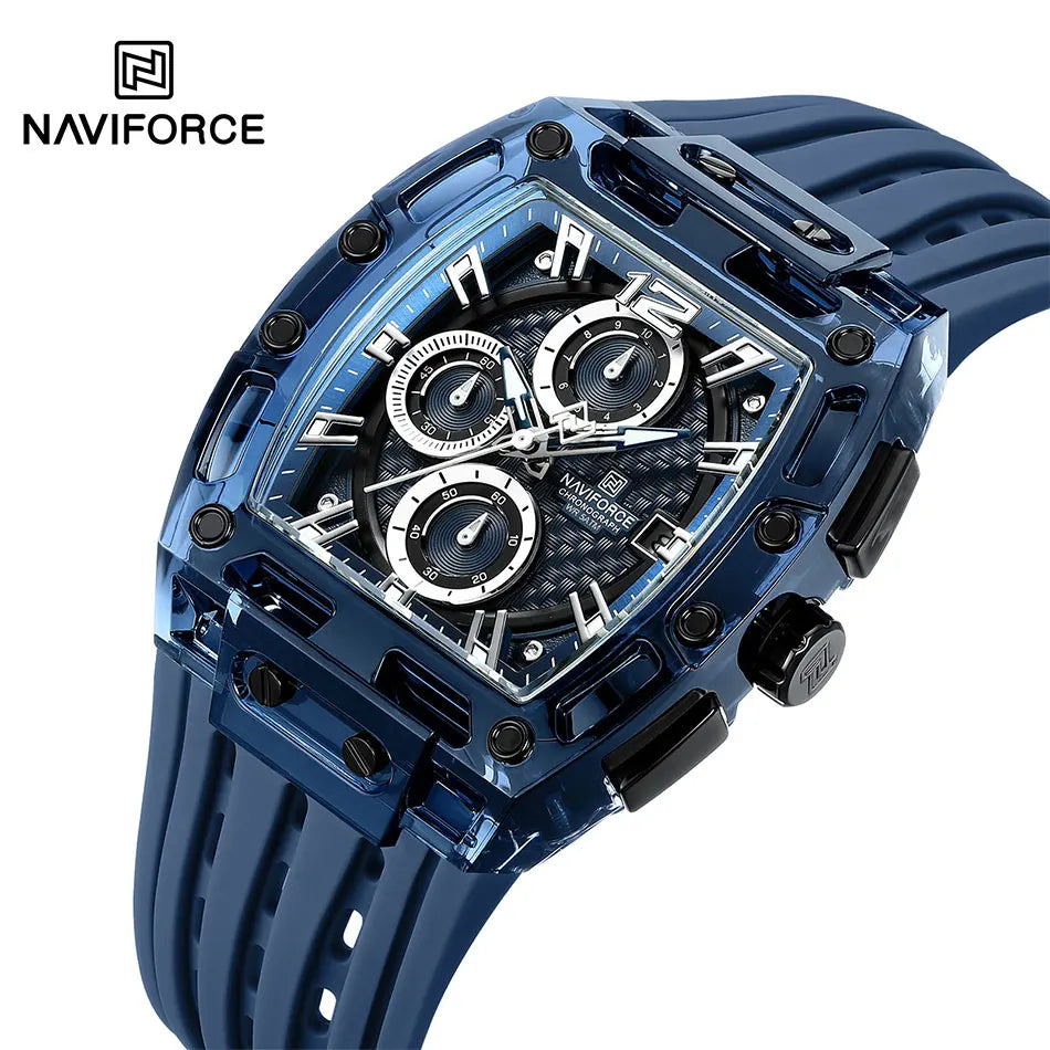 NAVIFORCE Fashion Men Watch Quartz Chronograph  Clock 3ATM Waterproof Silicone Band Sports Casual Date Display Male Wristwatches