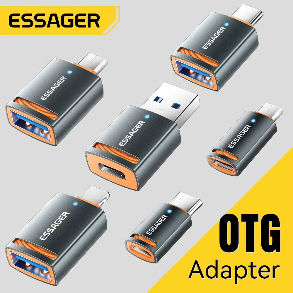 Essager USB3.0 OTG Adapter Type-C USB-A Micro Female to USB Micro iP Type-C Male