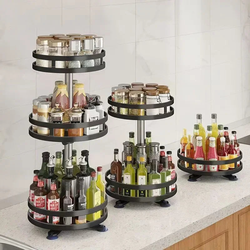 Spice Rack Multi-Layer Seasonings Storage Tray - 360 Rotation