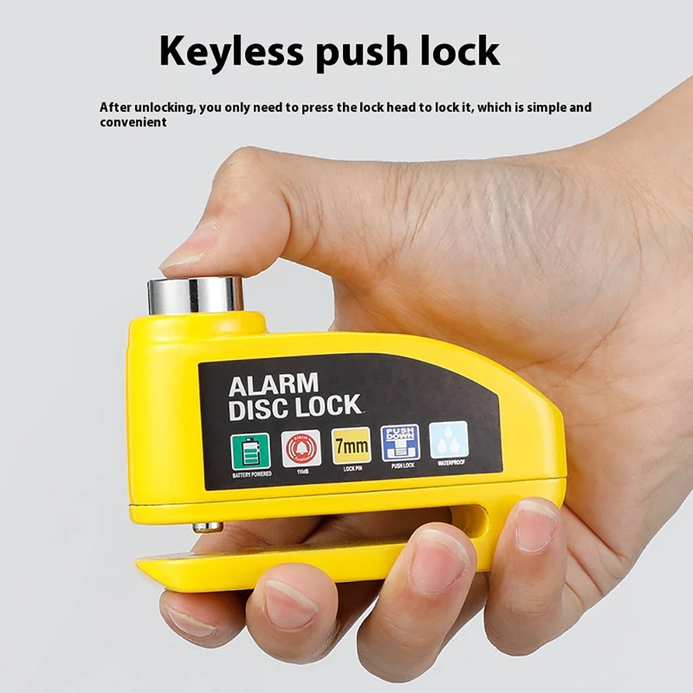 Motorcycle Disc Brake Lock - Padlock Waterproof Loud Anti Theft Alarma