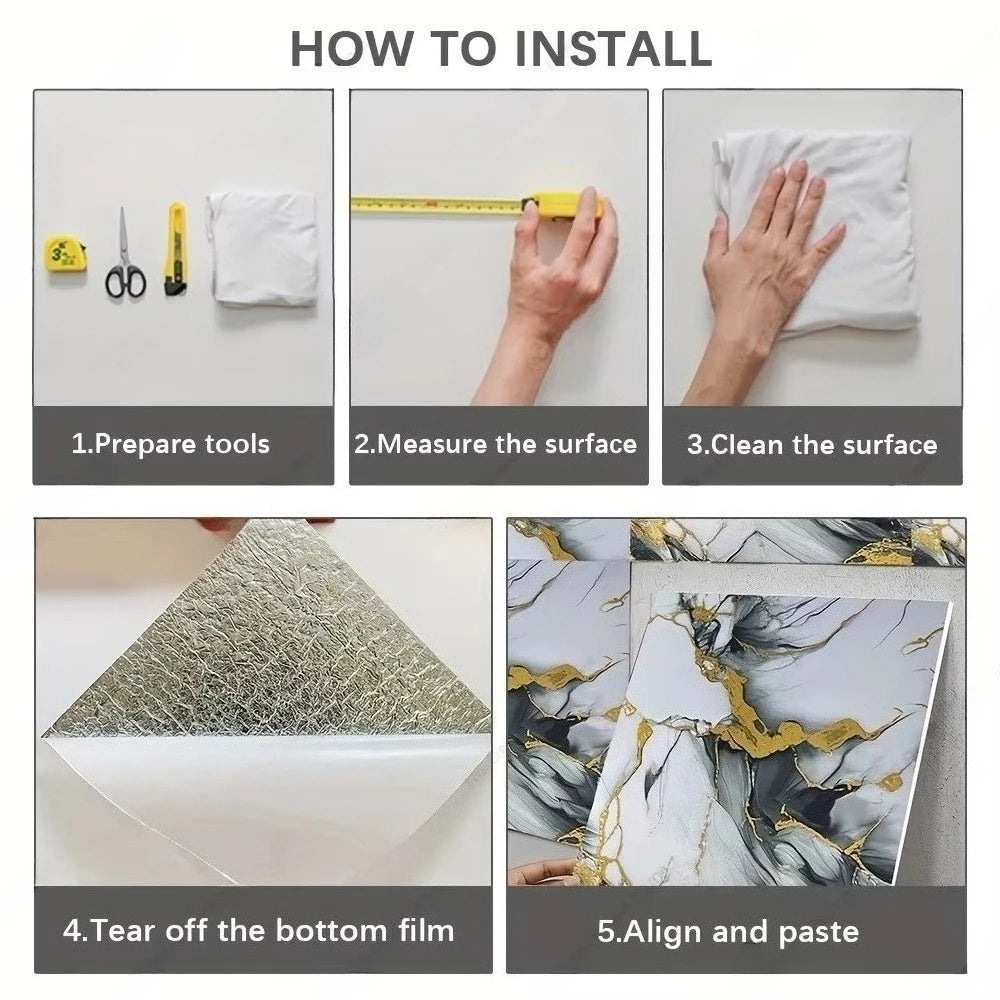 Thickened Self Adhesive Wall Sticker - Marble Tile Floor Sticker - PVC Waterproof