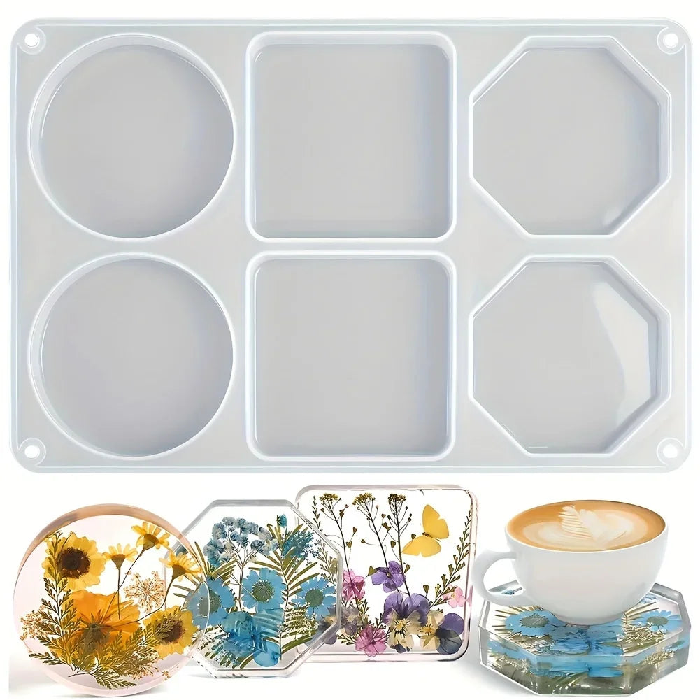 Resin Coaster Mould, 6 Cavities Casting Silicone Mold
