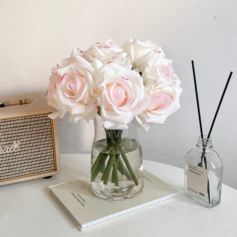 Artificial 5 Head Moisturizing Rose Curled Bundle - 26CM