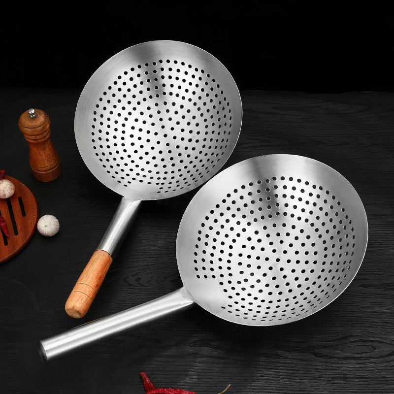 Thickened 304 Stainless Steel Colander with Long Handle Large Creative Oil Flour Noodle Dumplings Sieve Skimmer Scoop Kitchen To
