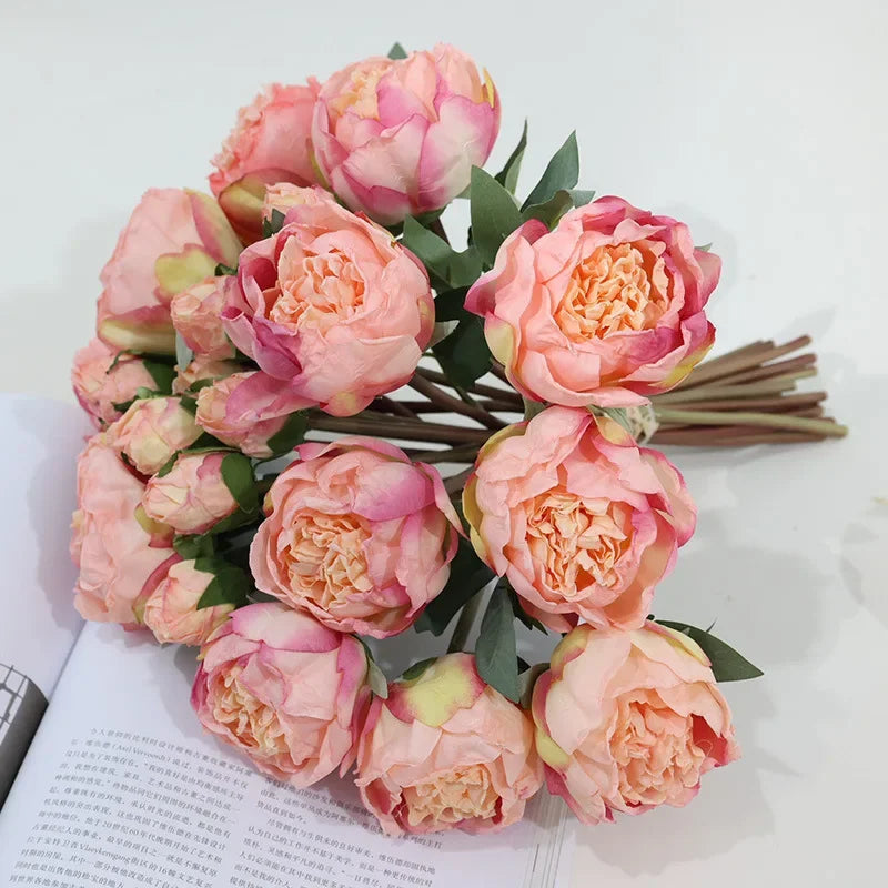 High Quality Peony Silk Artificial Flowers - 10 Heads