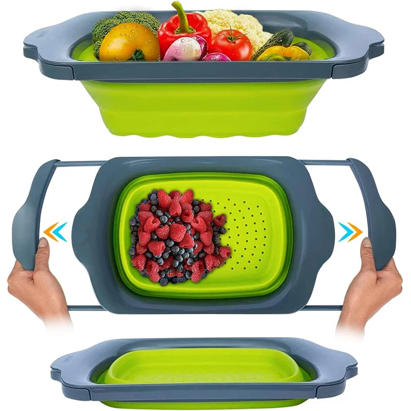 Collapsible Colander with Extendable Handles - Strainer Over The Sink