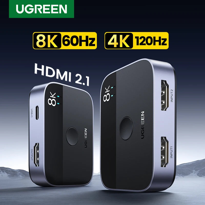 UGREEN HDMI 2.1 Splitter Switch 8K & 60Hz - 4K & 120Hz - 2 in 1 out