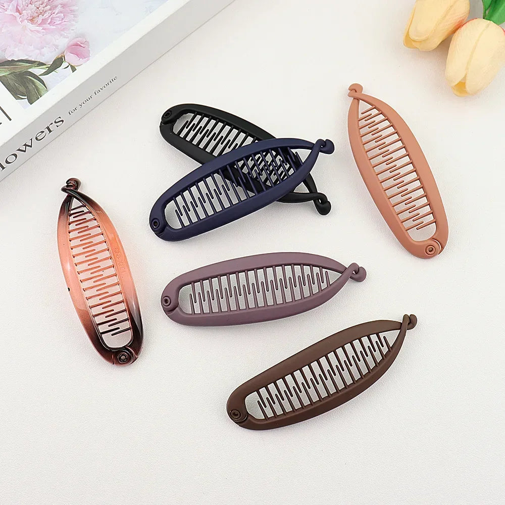Matte Frosted Ponytail Banana Hair Clip - Fish Shaped Hairpin