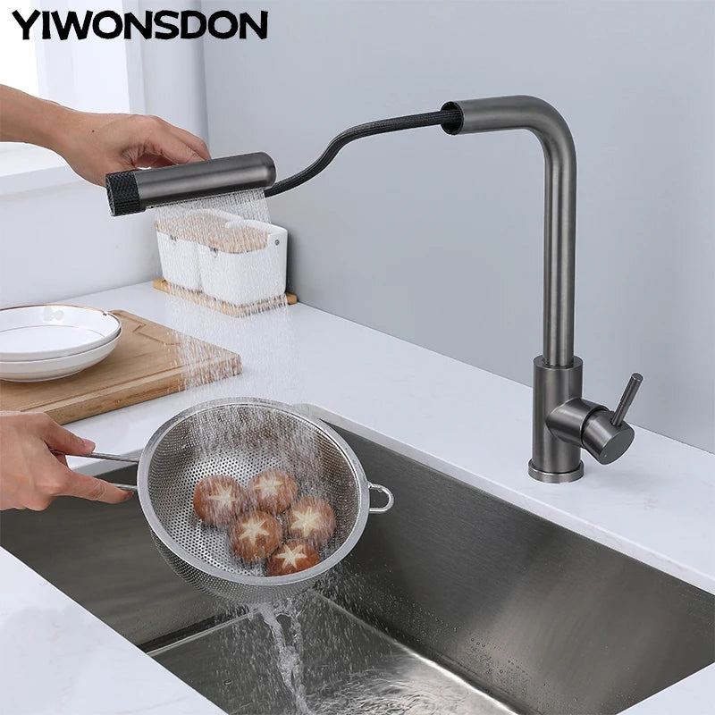 Kitchen Faucets Pull Out Rotation Waterfall - 6 Mode