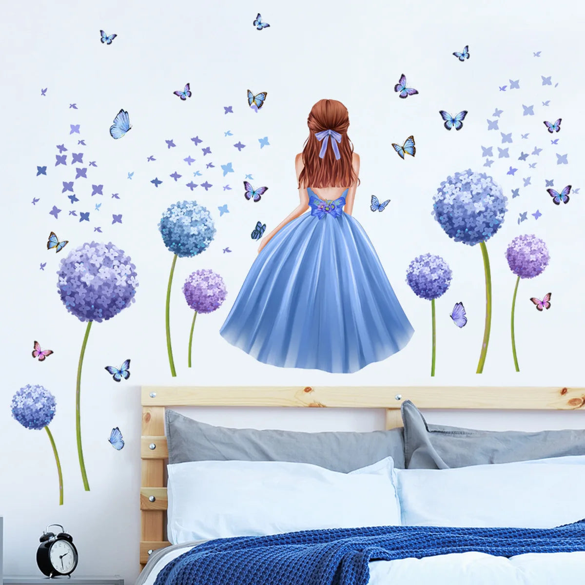 Flower Girl Vinyl Tile Child Wall Sticker - Adhesive Wallpaper