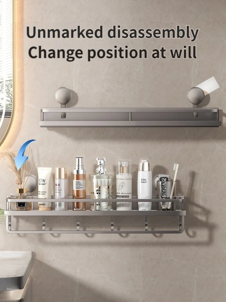 No Drill Bathroom Suction Cup Storage Shelf