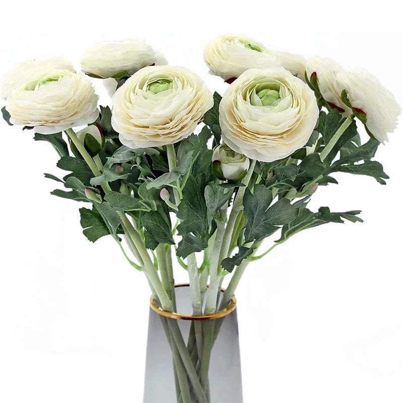 Artificial Flowers with Real Touch Ranunculus Flowers Silk Ranunculus Flowers 10 Pack