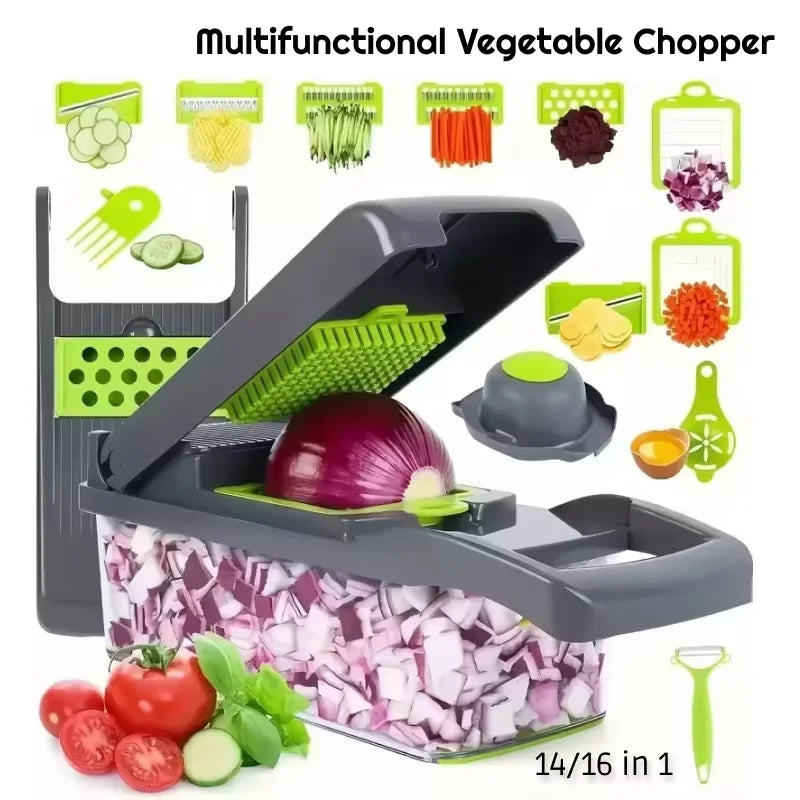 Multifunctional vegetable chopper 14/16 in one vegetable slicer