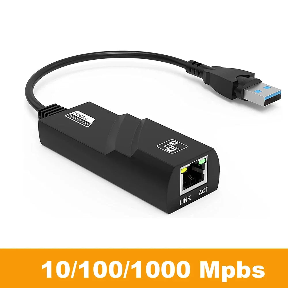 10/100/1000Mbps USB 3.0 Wired USB To Rj45 Lan Ethernet Adapter Network Card for PC Macbook Windows 10 Laptop