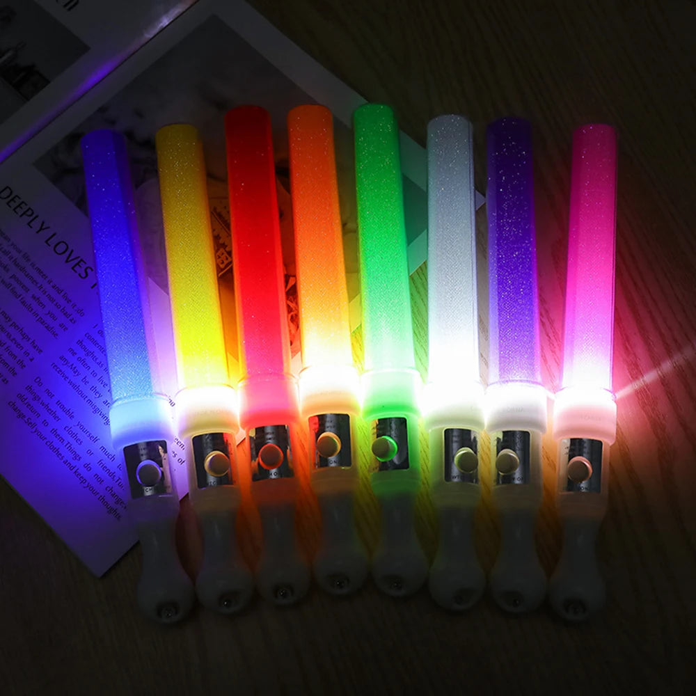 Multi Color Light Sticks Battery Powered LED Flashing Fluorescent Rod Wedding Party Supplies Camping Concerts Decor Props