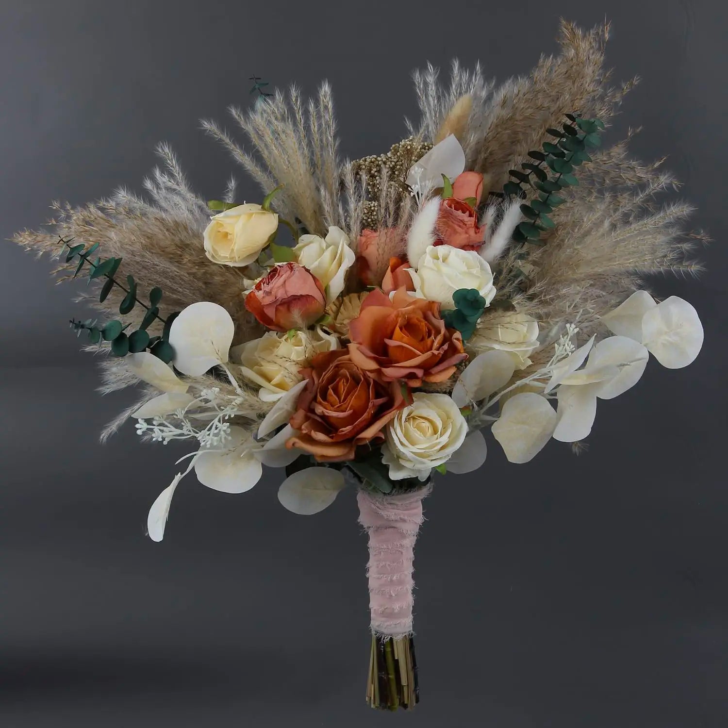 Fall Wedding Orange Dried Flowers - Pampas Fake Rose