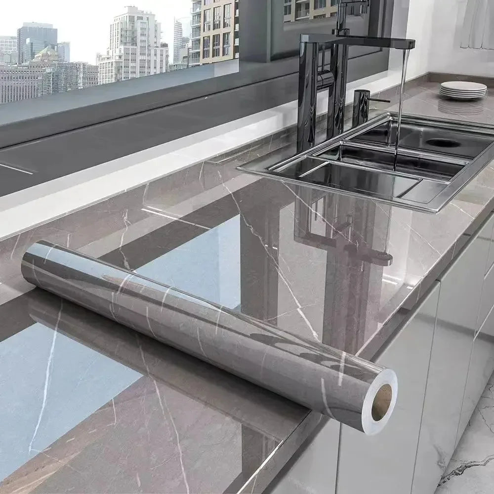 40cm Marble Kitchen Oil-Proof Film Stove  Self-Adhesive Waterproof Wallpaper Countertop Bathroom Renovation Tile Wall Stickers