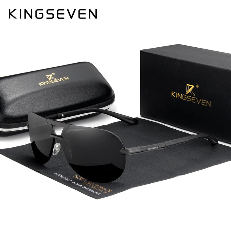 KINGSEVEN 2024 BRAND DESIGN New Polarized Rimless Sunglasses Men Women Driving Pilot Frame Sun Glasses Male Goggle UV400