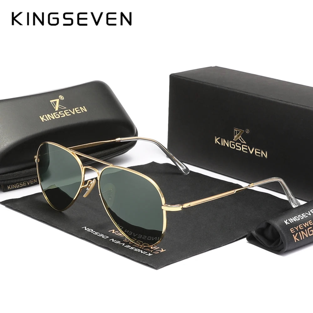 KINGSEVEN Fashion Pilot Men Sunglasses Alloy Frame Polarized UV400  Male Sun Glasses Women For Men Beach Glasses Oculos de sol