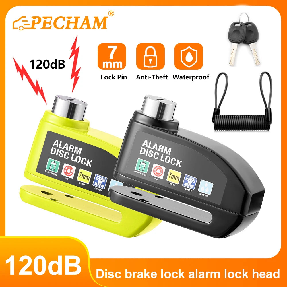 Motorcycle Disc Brake Lock - Padlock Waterproof Loud Anti Theft Alarma