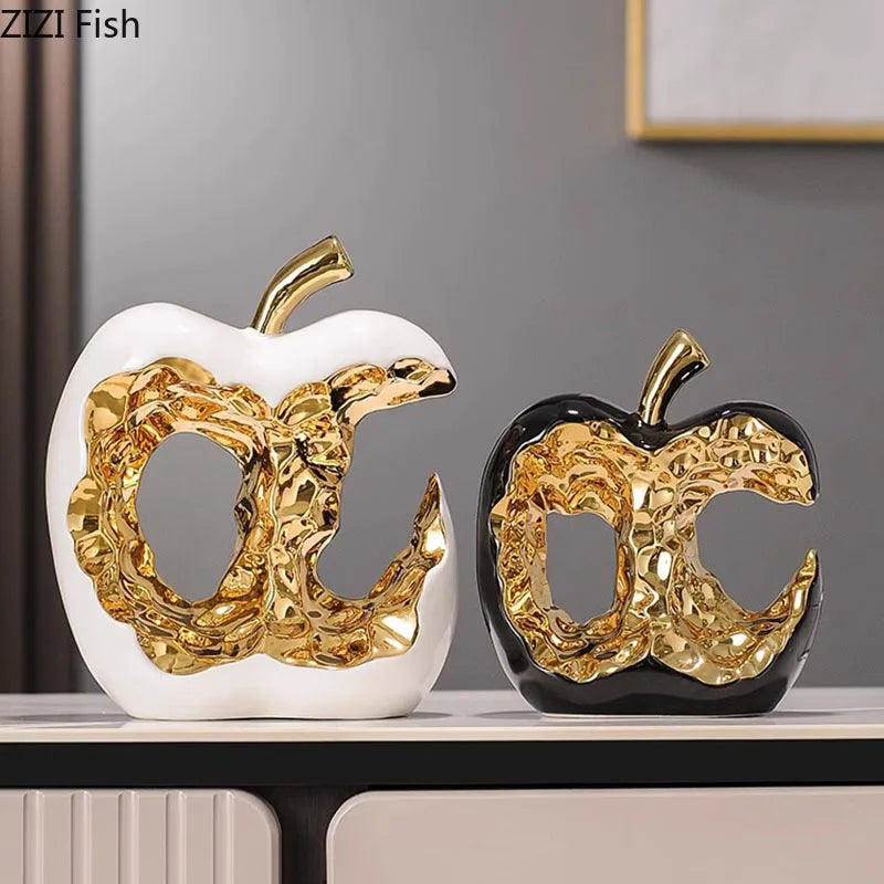 Apple Hollow Out Crafts Ceramic Sculpture - Desk Decoration Ornaments