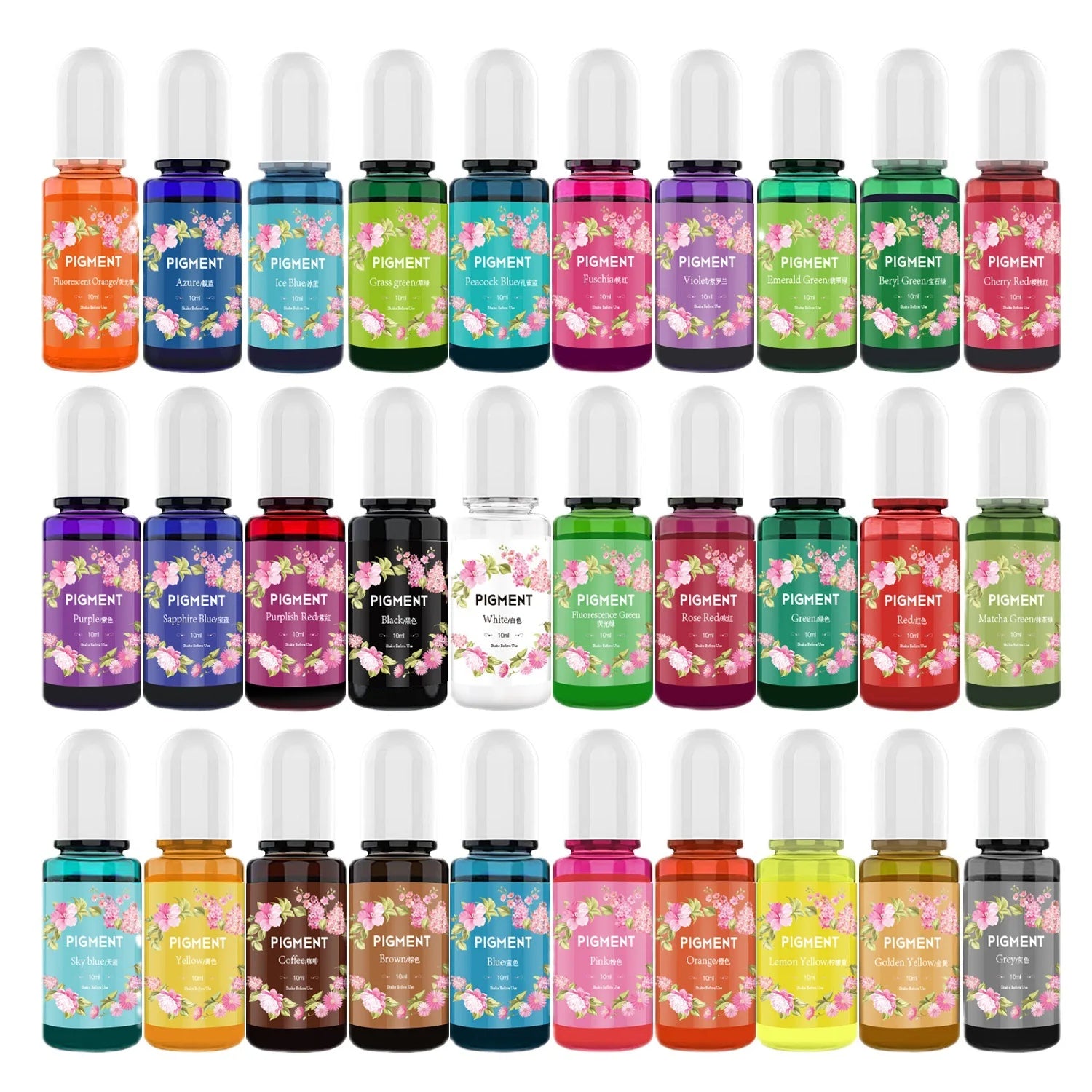 Epoxy Resin Pigment 30 Color Liquid Epoxy UV Resin Dye Transparent Colorant for UV Resin Coloring, DIY Resin Art Jewelry Making