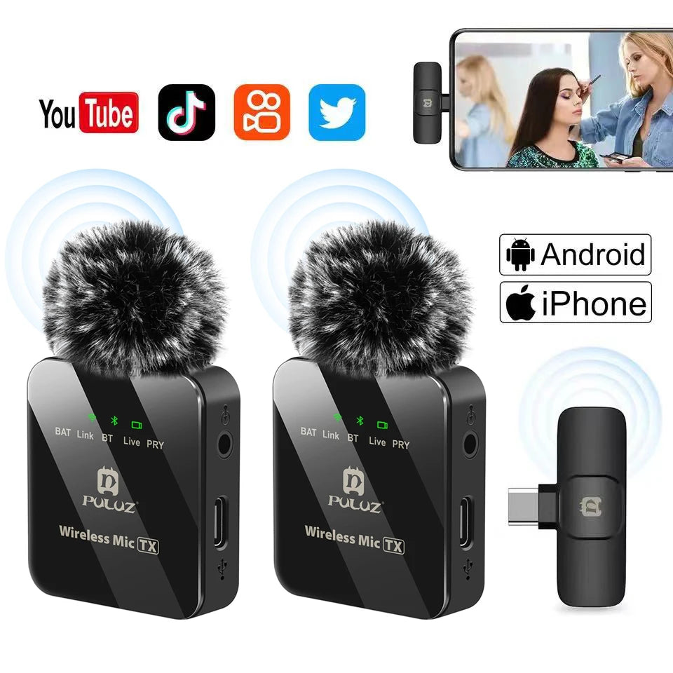 PULUZ Wireless Lavalier Portable Audio Recording Mini Mic