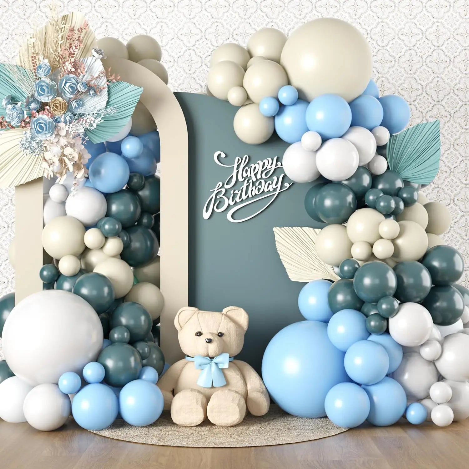 Dusty Green Blue Balloon Garland Arch Kit Decoration