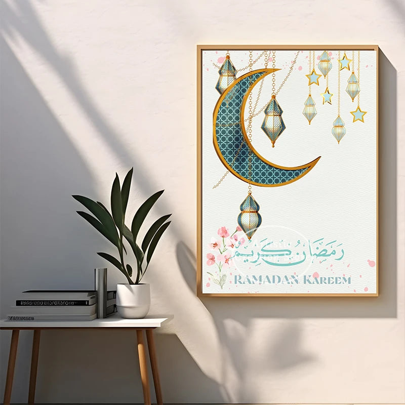 Islamic Art Posters Ramadan Mubarak Print Canvas Painting Modern Eid Mubarak Wall Picture Living Room Bedroom Home Decor Gifts