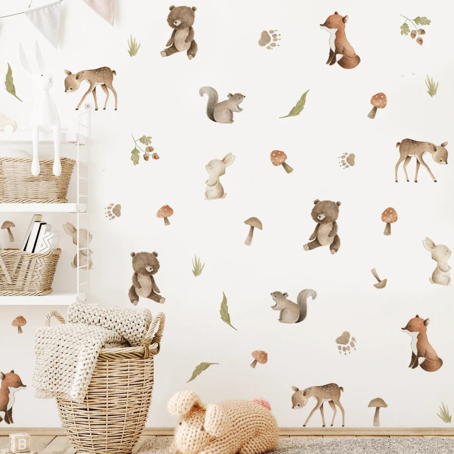 Watercolor Woodland Animals - Wall Stickers