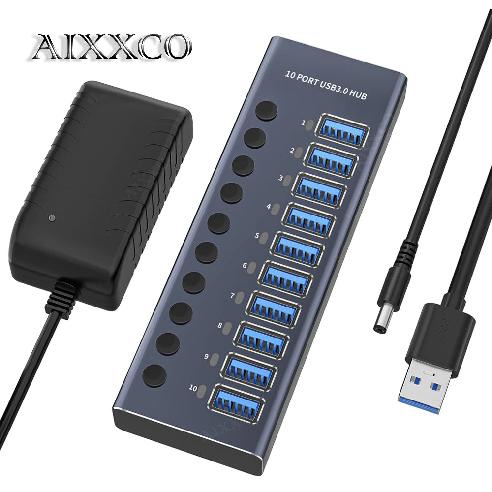 AIXXCO USB Hub Splitter - Socket with Multi USB Slot