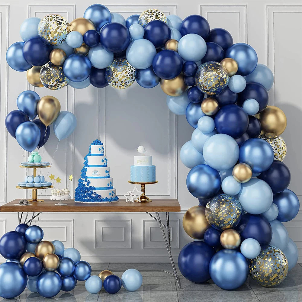 Metal Golden Blue Balloons Arch Set Birthday Wedding Decoration Party Supplies Graduation Holiday Celebration Baby Shower Globos