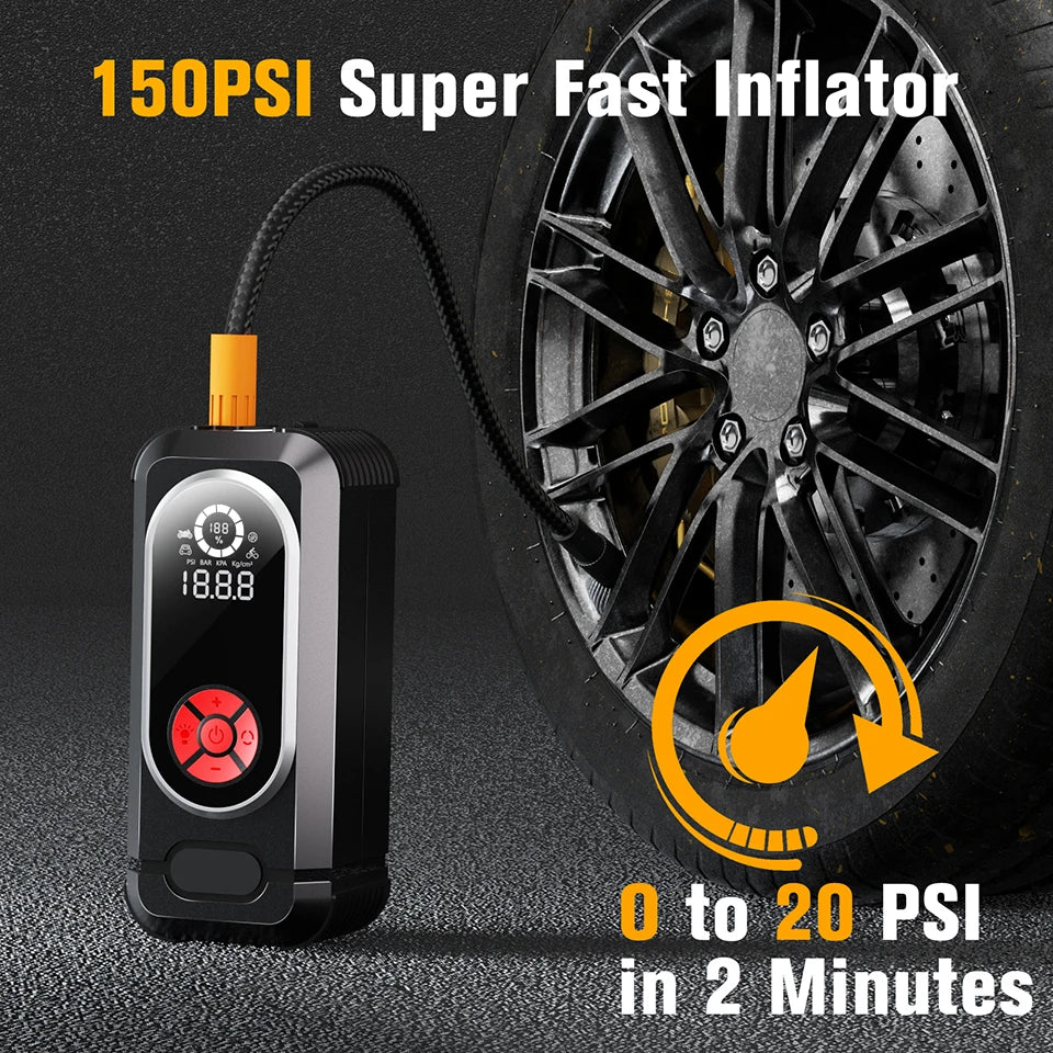 Portable Inflator + Jump Start - LED Light and Charging Function