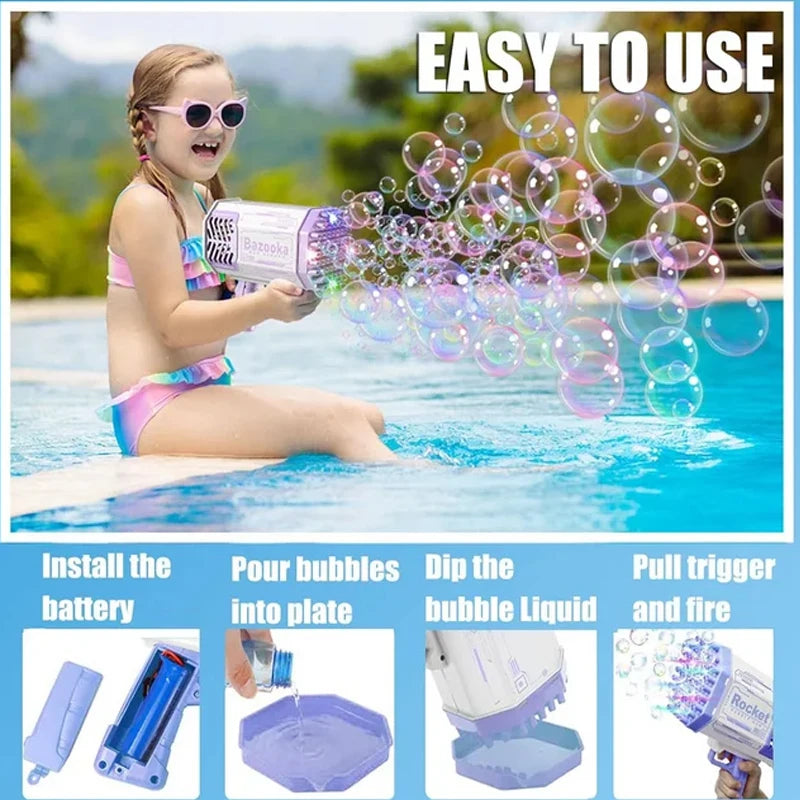 69 Holes Soap Blaster Bubble Gun Kids Adults Party Wedding Summer Fun Gifts Indoor and Outdoor Toys Ages 3 4 5 6 7 8 Boy Girl
