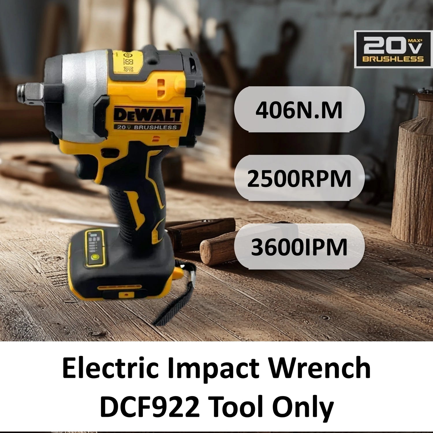 2025 DEWALT DCF922 20V Max XR Brushless Impact Wrench strong Torque w/ LED & Smart Control Cordless Power Tool