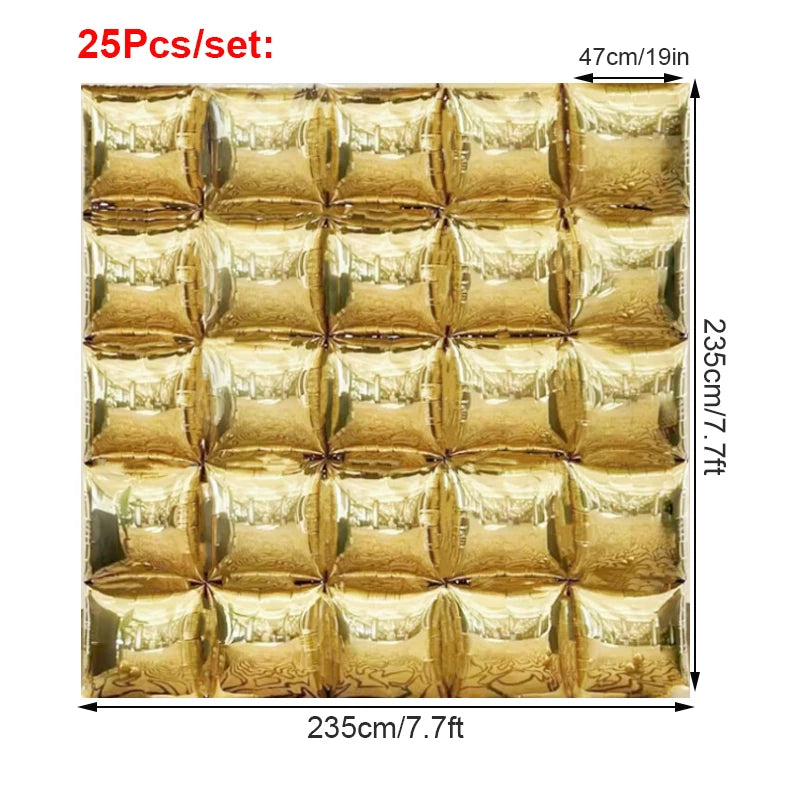 50/25Pcs Chrome Gold Silver Square Foil Balloons Wall Double-sided Square Balloon for Wedding Birthday Christmas Party Backdrops