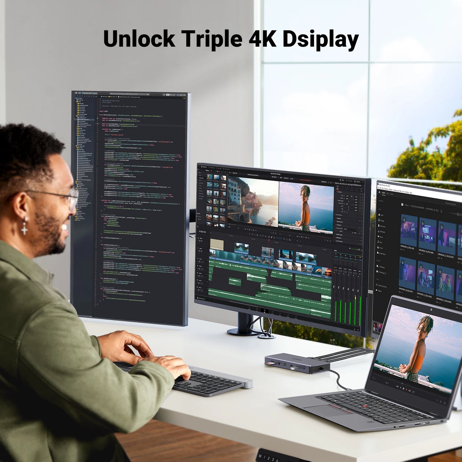 UGREEN 13-in-1 USB-C HUB Triple Display 4K Dual HDMI DP 10Gbps USB3.2 PD100W SD/TF Docking Station for MacBook Pro Air Dell XPS