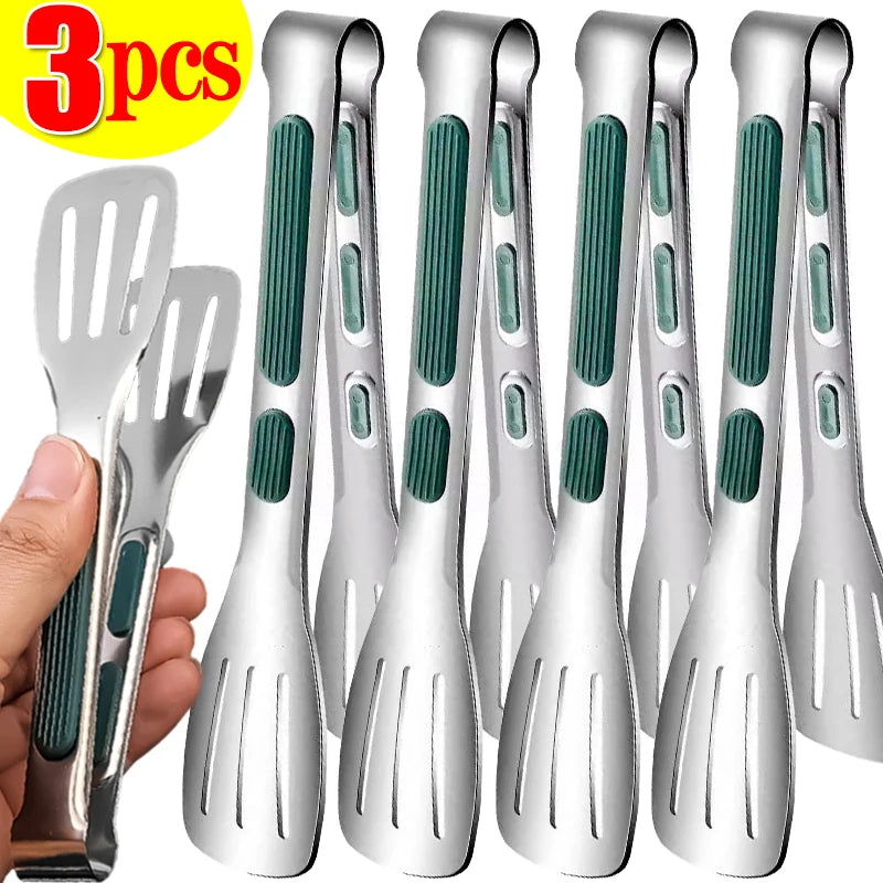 Stainless Steel Food Tongs - Meat, Salad, Bread Clip - BBQ rill Buffet Clamp