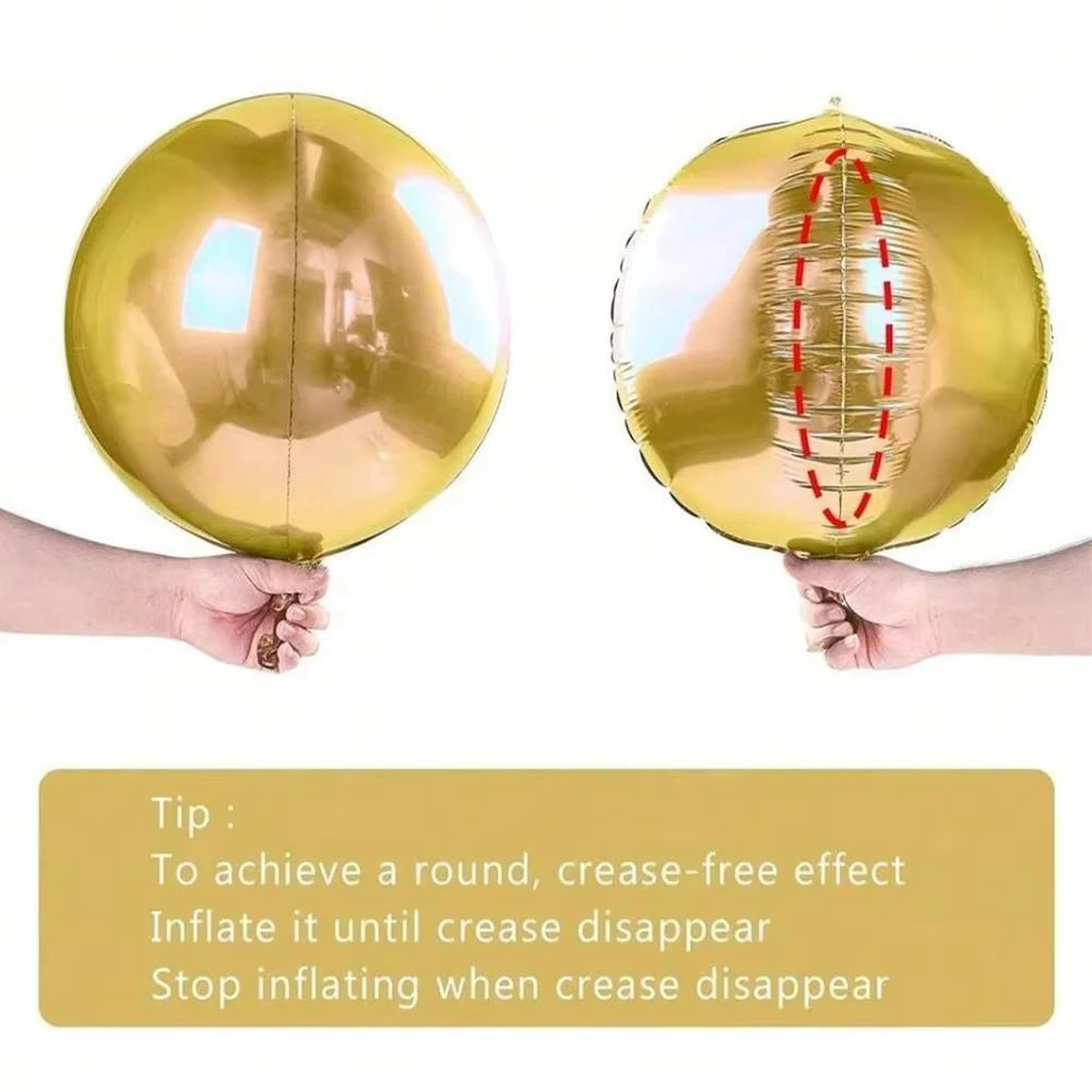4D Foil Balloons Holographic Round Balloon for Birthday Bachelor Party and Christmas Gift Decoration Valentine's Day Baby Shower