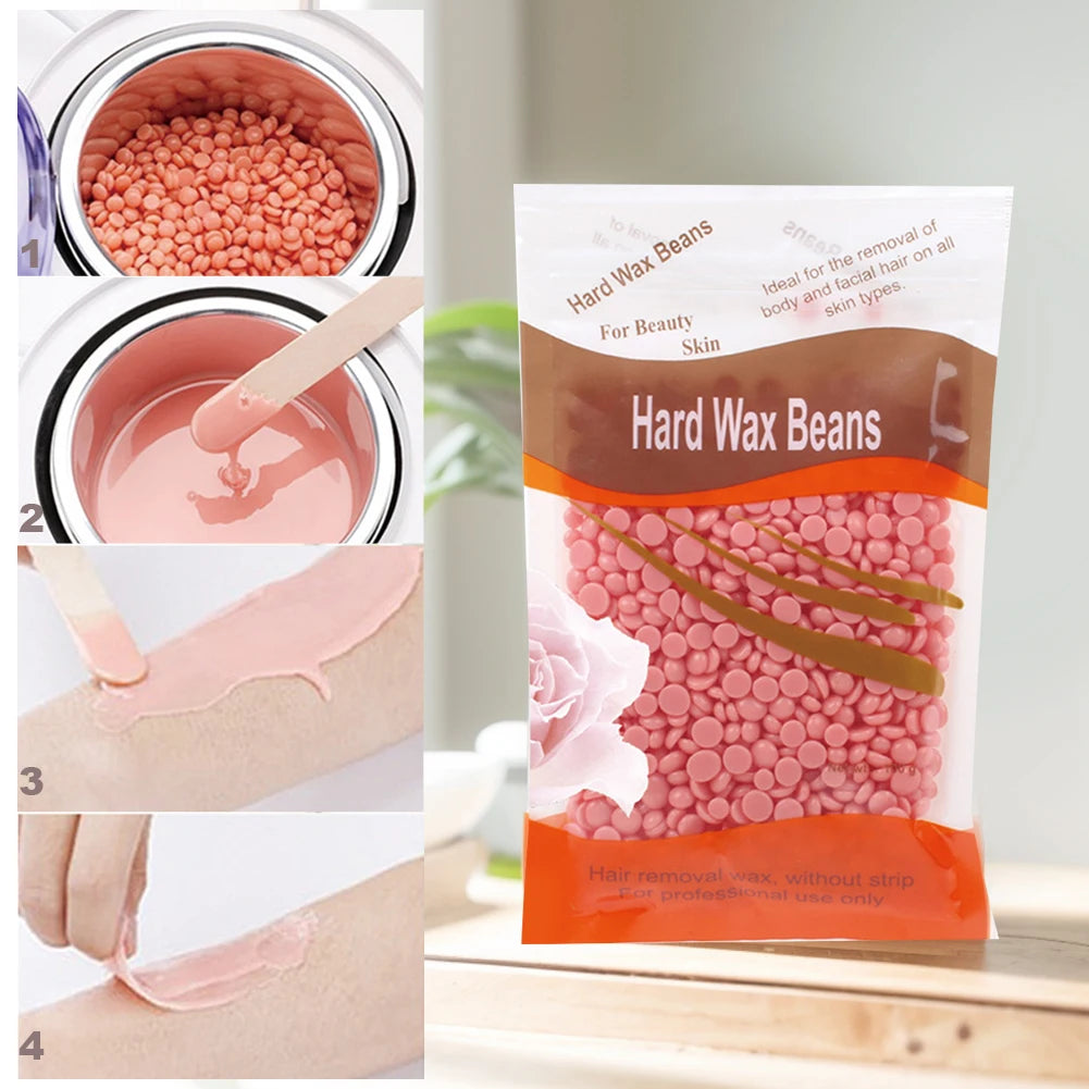 100g Depilatory Hard Wax Beans Hot Beads with Natural Ingredient Hard Body Wax Beans for All Body and Bikini Areas