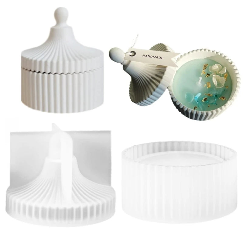 DIY Crystal Epoxy Resin Mold Round Stripe Storage Box Silicone Mold For Resin